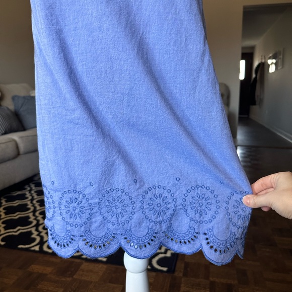 Vineyard Vines Ruffle One Shoulder Blue Eyelet Dress - Picture 3 of 6